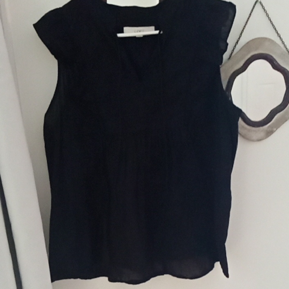 LOFT Black Cap Sleeve Blouse